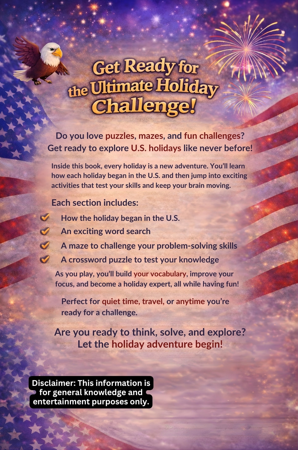 Holiday Challenge Adventures: Exploring U.S. Holidays Ages 8–10 | Kids Activity Book with Stories, Mazes & Crosswords